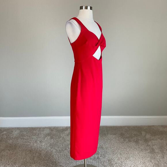AQUA Cut Out Sleeveless Midi Sheath Cocktail Party Dress Colorful Red Size 6 - Picture 3 of 10